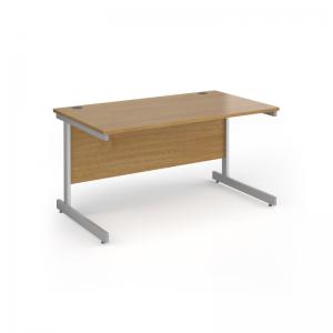 Contract 25 straight desk with silver cantilever leg 1400mm x 800mm -