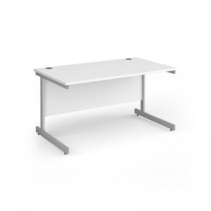 Contract 25 straight desk with silver cantilever leg 1400mm x 800mm -