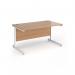Contract 25 straight desk with white cantilever leg 1400mm x 800mm - beech top CC14S-WH-B