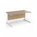 Contract 25 straight desk with white cantilever leg 1400mm x 800mm - kendal oak top CC14S-WH-KO