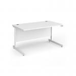 Contract 25 straight desk with white cantilever leg 1400mm x 800mm - white top CC14S-WH-WH