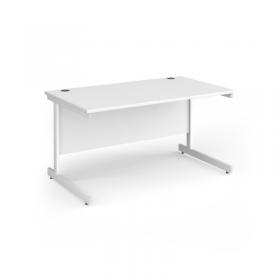 Contract 25 straight desk with white cantilever leg 1400mm x 800mm - white top CC14S-WH-WH