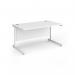 Contract 25 straight desk with white cantilever leg 1400mm x 800mm - white top CC14S-WH-WH