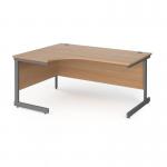 Contract 25 left hand ergonomic desk with graphite cantilever leg 1600mm - beech top CC16EL-G-B
