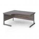 Contract 25 left hand ergonomic desk with graphite cantilever leg 1600mm - grey oak top CC16EL-G-GO