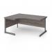 Contract 25 left hand ergonomic desk with graphite cantilever leg 1600mm - grey oak top CC16EL-G-GO