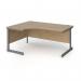 Contract 25 left hand ergonomic desk with graphite cantilever leg 1600mm - kendal oak top CC16EL-G-KO