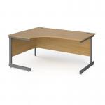 Contract 25 left hand ergonomic desk with graphite cantilever leg 1600mm - oak top CC16EL-G-O