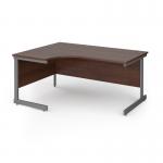 Contract 25 left hand ergonomic desk with graphite cantilever leg 1600mm - walnut top CC16EL-G-W