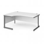 Contract 25 left hand ergonomic desk with graphite cantilever leg 1600mm - white top CC16EL-G-WH