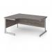 Contract 25 left hand ergonomic desk with silver cantilever leg 1600mm - grey oak top CC16EL-S-GO