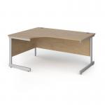 Contract 25 left hand ergonomic desk with silver cantilever leg 1600mm - kendal oak top CC16EL-S-KO