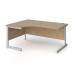 Contract 25 left hand ergonomic desk with silver cantilever leg 1600mm - kendal oak top CC16EL-S-KO