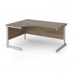 Contract 25 left hand ergonomic desk with silver cantilever leg 1600mm - nebraska oak top CC16EL-S-NO