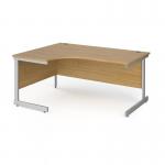 Contract 25 left hand ergonomic desk with silver cantilever leg 1600mm - oak top