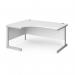 Contract 25 left hand ergonomic desk with silver cantilever leg 1600mm - white top CC16EL-S-WH