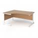Contract 25 left hand ergonomic desk with white cantilever leg 1600mm - beech top CC16EL-WH-B