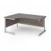 Contract 25 left hand ergonomic desk with white cantilever leg 1600mm - grey oak top CC16EL-WH-GO