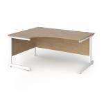 Contract 25 left hand ergonomic desk with white cantilever leg 1600mm - kendal oak top CC16EL-WH-KO