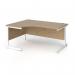 Contract 25 left hand ergonomic desk with white cantilever leg 1600mm - kendal oak top CC16EL-WH-KO