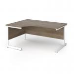 Contract 25 left hand ergonomic desk with white cantilever leg 1600mm - nebraska oak top CC16EL-WH-NO