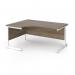 Contract 25 left hand ergonomic desk with white cantilever leg 1600mm - nebraska oak top CC16EL-WH-NO