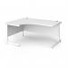 Contract 25 left hand ergonomic desk with white cantilever leg 1600mm - white top CC16EL-WH-WH