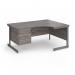 Contract 25 right hand ergonomic desk with 3 drawer pedestal and graphite cantilever leg 1600mm - grey oak top CC16ER3-G-GO