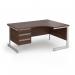 Contract 25 right hand ergonomic desk with 3 drawer pedestal and silver cantilever leg 1600mm - walnut top CC16ER3-S-W