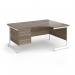 Contract 25 right hand ergonomic desk with 3 drawer pedestal and white cantilever leg 1600mm - nebraska oak top CC16ER3-WH-NO