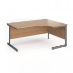 Contract 25 right hand ergonomic desk with graphite cantilever leg 1600mm - beech top