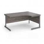 Contract 25 right hand ergonomic desk with graphite cantilever leg 1600mm - grey oak top CC16ER-G-GO