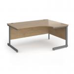 Contract 25 right hand ergonomic desk with graphite cantilever leg 1600mm - kendal oak top CC16ER-G-KO