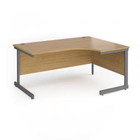 Contract 25 right hand ergonomic desk with graphite cantilever leg 1600mm - oak top CC16ER-G-O