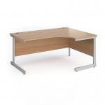 Contract 25 right hand ergonomic desk with silver cantilever leg 1600mm - beech top