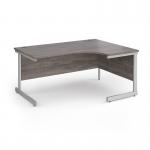 Contract 25 right hand ergonomic desk with silver cantilever leg 1600mm - grey oak top CC16ER-S-GO