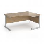 Contract 25 right hand ergonomic desk with silver cantilever leg 1600mm - kendal oak top CC16ER-S-KO
