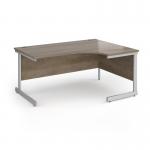 Contract 25 right hand ergonomic desk with silver cantilever leg 1600mm - nebraska oak top CC16ER-S-NO