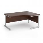 Contract 25 right hand ergonomic desk with silver cantilever leg 1600mm - walnut top CC16ER-S-W