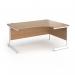 Contract 25 right hand ergonomic desk with white cantilever leg 1600mm - beech top CC16ER-WH-B
