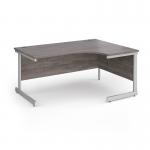 Contract 25 right hand ergonomic desk with white cantilever leg 1600mm - grey oak top CC16ER-WH-GO