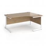 Contract 25 right hand ergonomic desk with white cantilever leg 1600mm - kendal oak top CC16ER-WH-KO