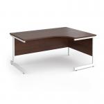 Contract 25 right hand ergonomic desk with white cantilever leg 1600mm - walnut top CC16ER-WH-W