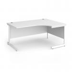 Contract 25 right hand ergonomic desk with white cantilever leg 1600mm - white top CC16ER-WH-WH