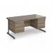 Contract 25 straight desk with 2 and 2 drawer pedestals and graphite cantilever leg 1600mm x 800mm - nebraska oak top CC16S22-G-NO