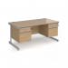 Contract 25 straight desk with 2 and 2 drawer pedestals and silver cantilever leg 1600mm x 800mm - kendal oak top CC16S22-S-KO