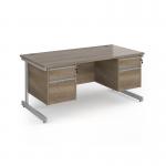 Contract 25 straight desk with 2 and 2 drawer pedestals and silver cantilever leg 1600mm x 800mm - nebraska oak top CC16S22-S-NO