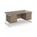 Contract 25 straight desk with 2 and 2 drawer pedestals and white cantilever leg 1600mm x 800mm - nebraska oak top CC16S22-WH-NO