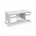 Contract 25 straight desk with 2 and 2 drawer pedestals and white cantilever leg 1600mm x 800mm - white top CC16S22-WH-WH