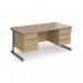 Contract 25 straight desk with 2 and 3 drawer pedestals and graphite cantilever leg 1600mm x 800mm - kendal oak top CC16S23-G-KO